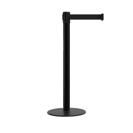 Montour Line Stanchion Belt Barrier Flat Base Black Post 7.5 ft. Black Belt S400-BK-BK-75